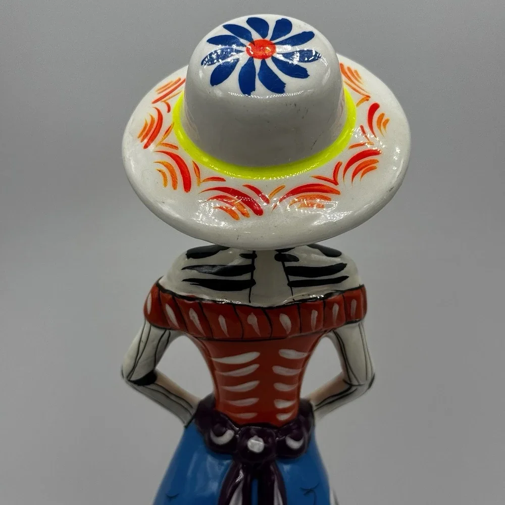 Day of the Dead Catrina Figure Clay Handmade Hand Painted Mexican Folk Art 12